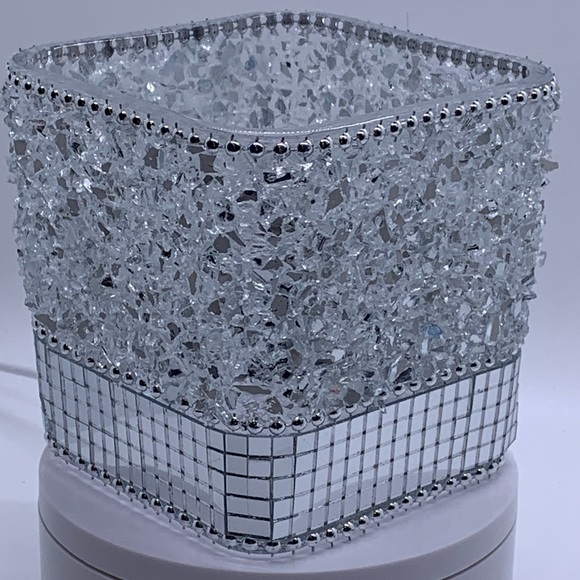 Silver Rhinestone and Glass Square Vase - Picture 7 of 7